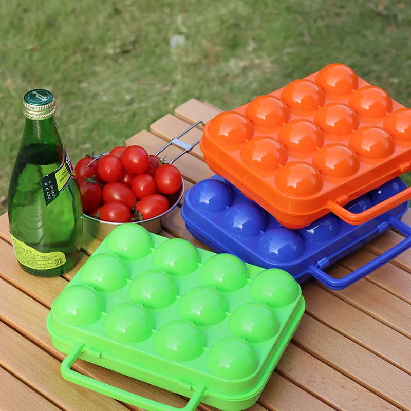 

12 Grid Egg Container Portable Outdoor Eggs Carrier Protection Box Plastic with Handle Shockproof for Picnic Hiking Travel