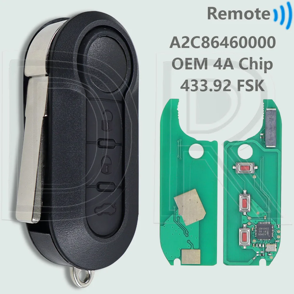 

Чип DR 4A 433,92 FSK FCCID: A2C 86460000 Откидной автомобильный дистанционный ключ или печатная плата оптом для Fiat MOBI STRADA UNO FIORINO E MAIS