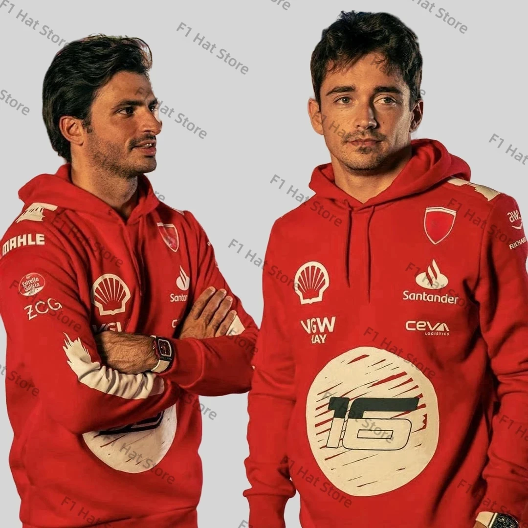 

2023 Las Vegas GP Carlos Sainz Hoodie hooded Sweatshirt Formula One Uniform Coat Scuderia Charles Leclerc hooded Sweatshirt F1