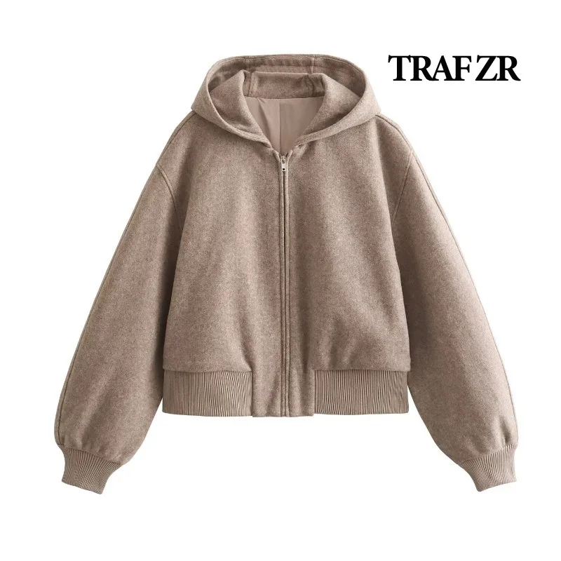 Куртки-авиаторы TRAF ZR осенние новинки куртка с капюшоном женская мода укороченное