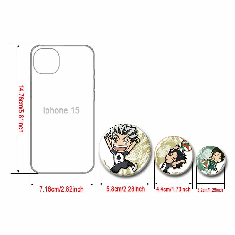 58/44/32 мм Японское Аниме Haikyuu! Простая модная булавка для пуговиц брошь с защелкой
