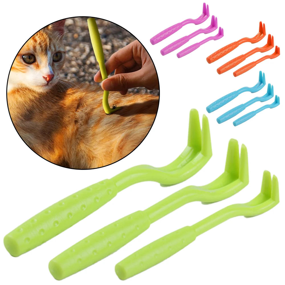

3 Pcs New Plastic Pet Tick Remover Hook Cat Dog Rabbit Tick Removal Tool Mite Flea Extractor Dog Accessaries Pet Supplies