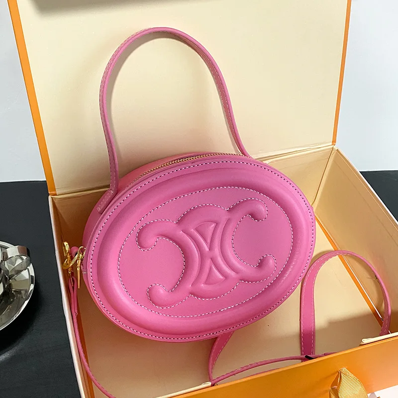 

2023 New Triumphal Arch Small Round Bag Fashion Pig Nose Vintage Round Cake Bag One Shoulder Crossbody Bag