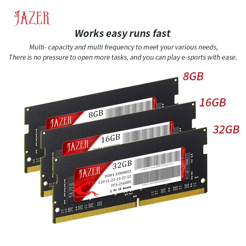 Память для ноутбука JAZER DDR4 32 Гб 2666 МГц 3200 32GBX2 Sodimm Memoria Rams |