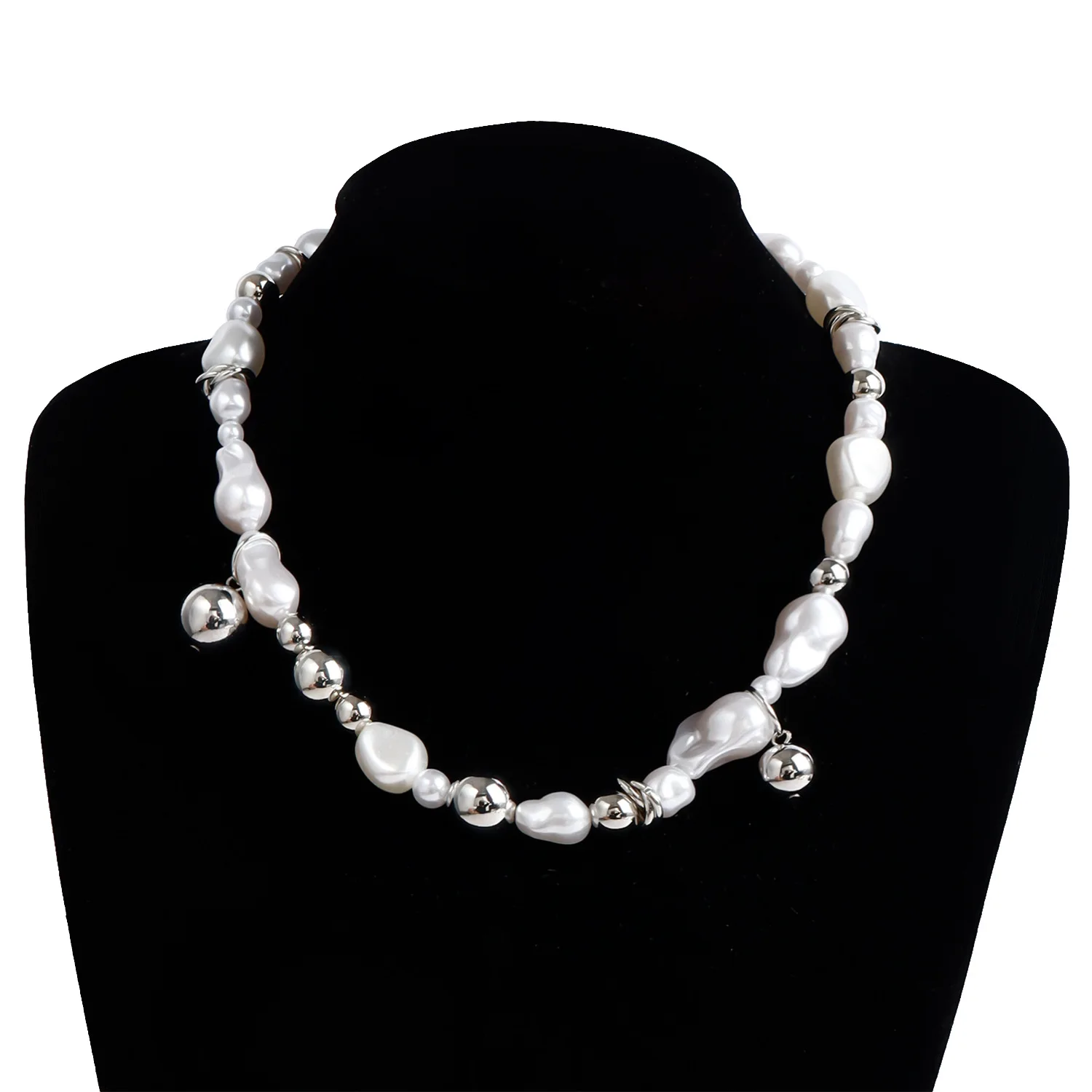 Ожерелье женское из бисера с большими белыми бусинами металлическое колье