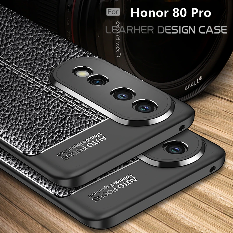 For Huawei Honor 80 Pro Case Cover For Honor 80 Pro Capa New Original Shockproof Back Soft TPU Leather Fundas Honor 80 Pro Cover