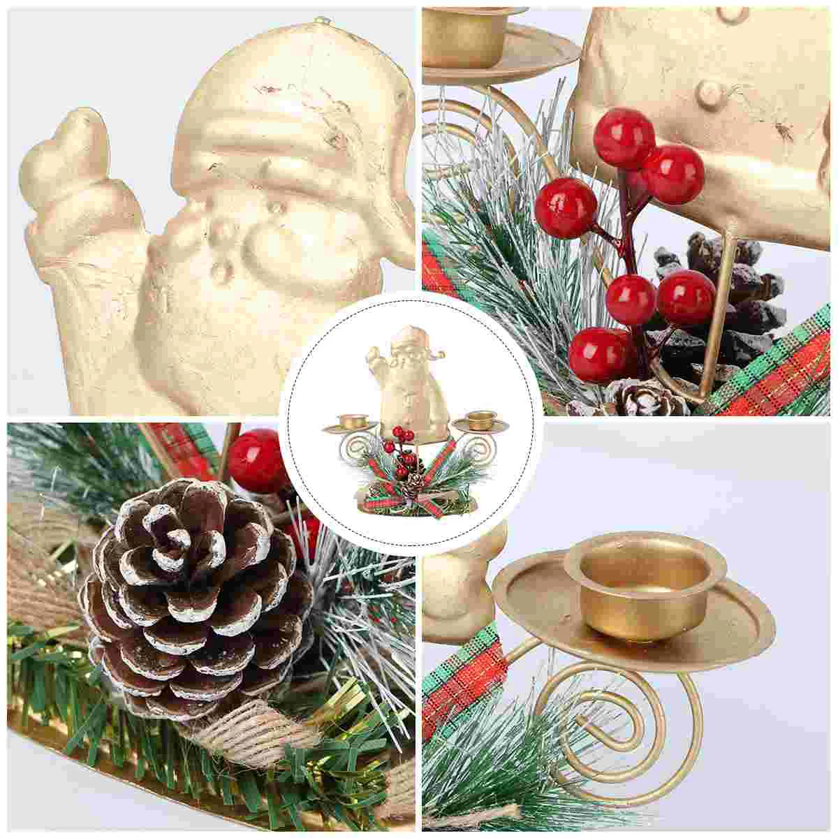 

1Pc Candlestick Xmas Style Stand Metal Stand Xmas Decor