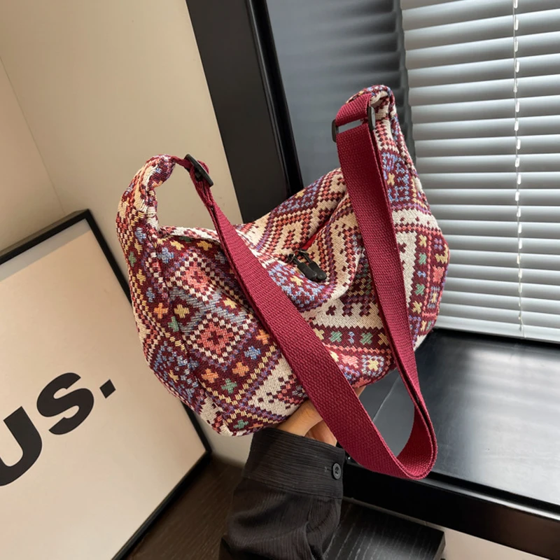 ISKYBOB Винтажная женская сумка на плечо трендовая ткань с принтом сумки-бродяги