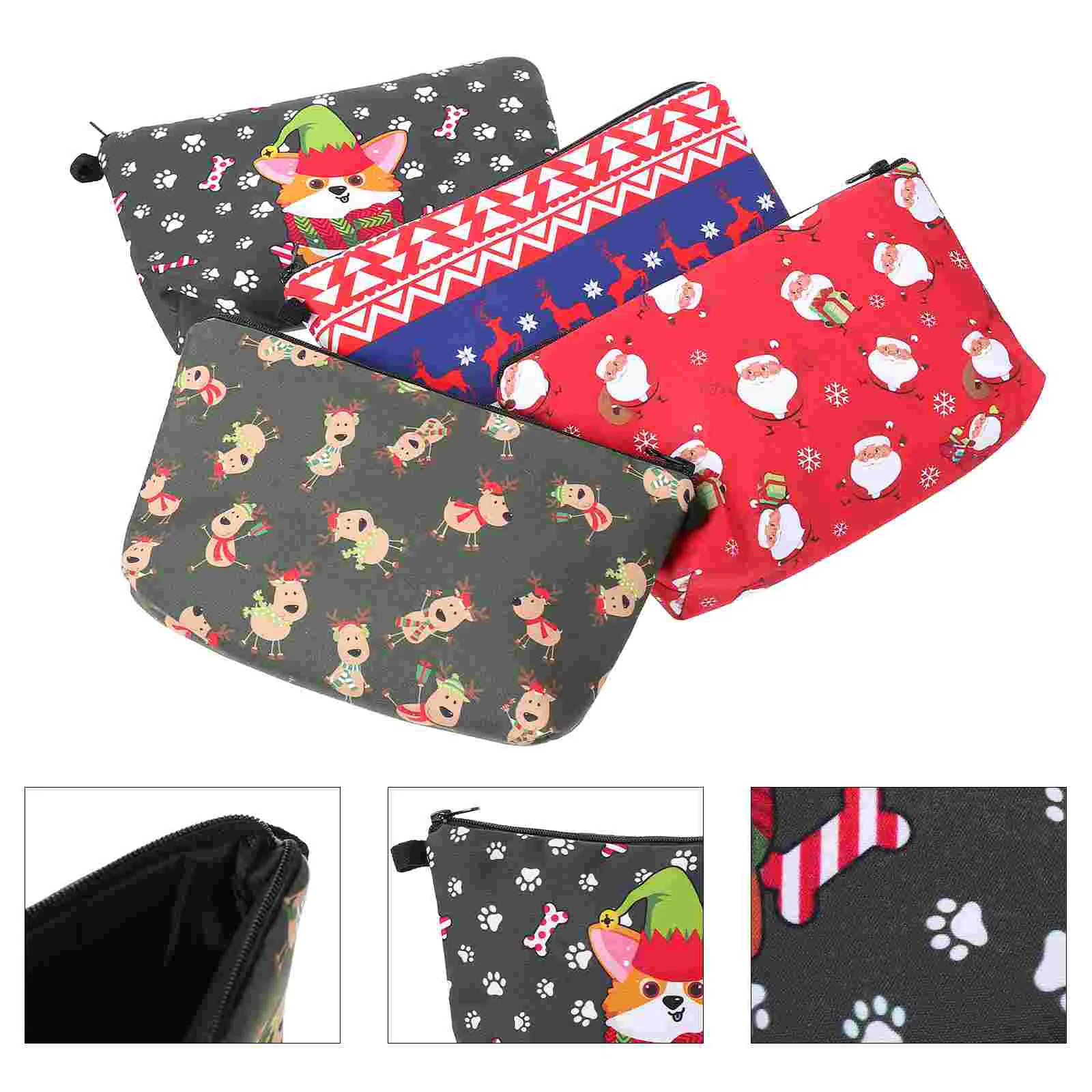 

4pcs Christmas Santa Makeup Bags Toiletry Organizer