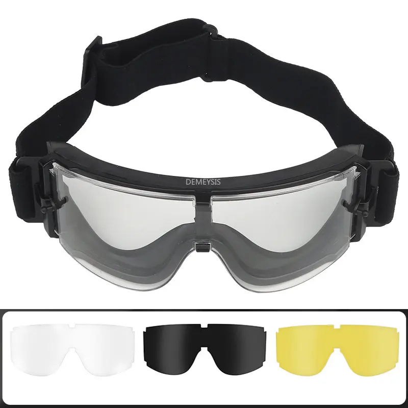 

Tactical Goggles 3 Lens UV400 Impact Resistance Shooting Paintball Safety Glasses Military Combat Windproof Motorcycle Eyewear