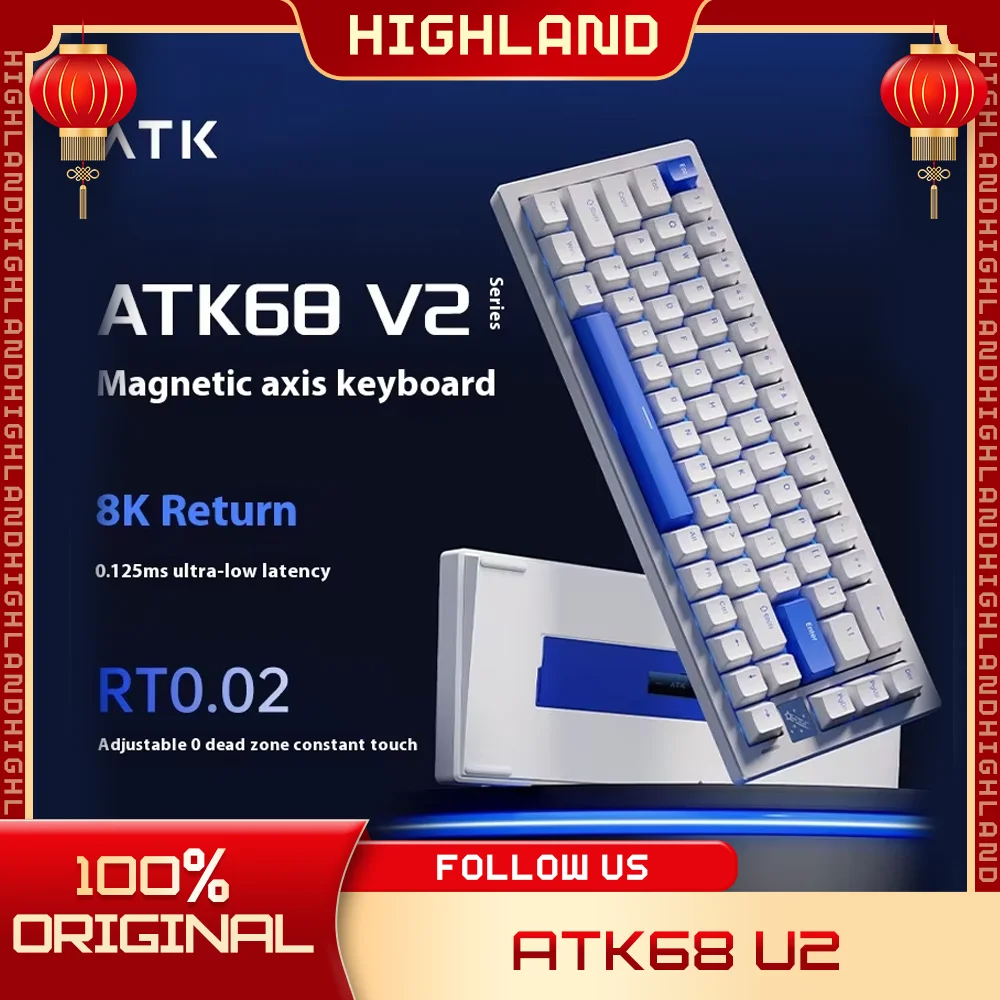 Atk68 V2 Pro Проводной магнитный переключатель Механическая клавиатура Rgb с горячей