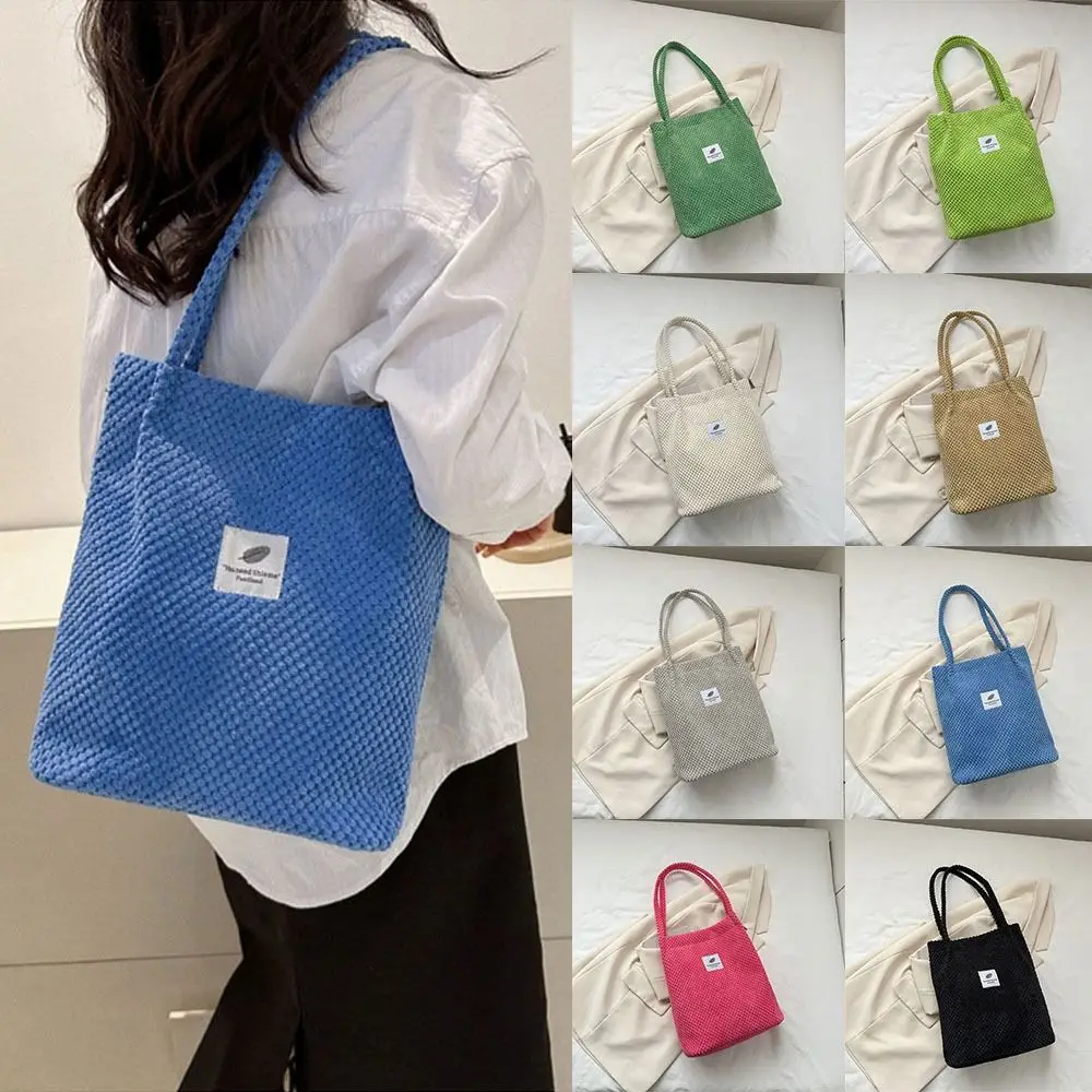 

Бархатные вельветовые сумки через плечо, портативные холщовые клетчатые однотонные сумки в Корейском стиле для студентов