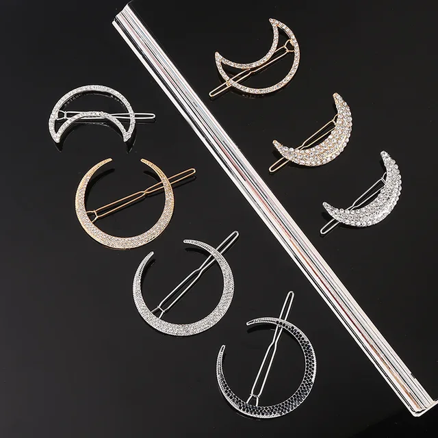 2022 New Pearl Geometric Hairgrips Alloy Moon Hairpin Rhinestone Hair Clips For Girls Crystal Barrettes Women Hair Accessories 3