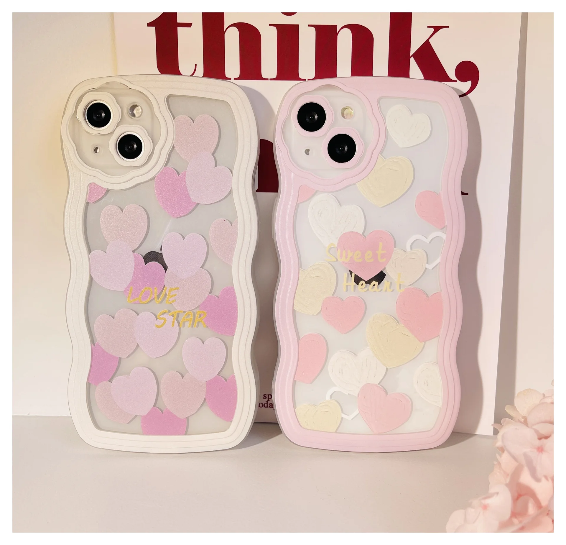 

Cute Floral Print Lovely Curly Wave Phone Case For iPhone 13 11 12 Pro XS Max X XR 7 8 Transparent Sillicone TPU Back Cover