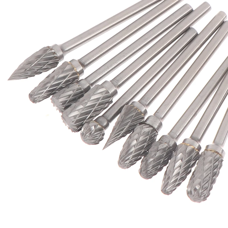 

10Pcs Tungsten Carbide Cutter Rotary File Milling Cutter Polishing Head 3*6mm