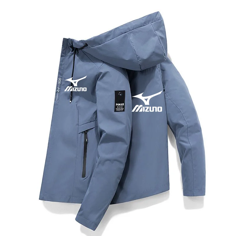 

Mizuno Men's Outdoor Camping Mountaineering Jacket 2023 New Men's Breathable Waterproof Hooded Windbreaker Adventure Ski-Wear