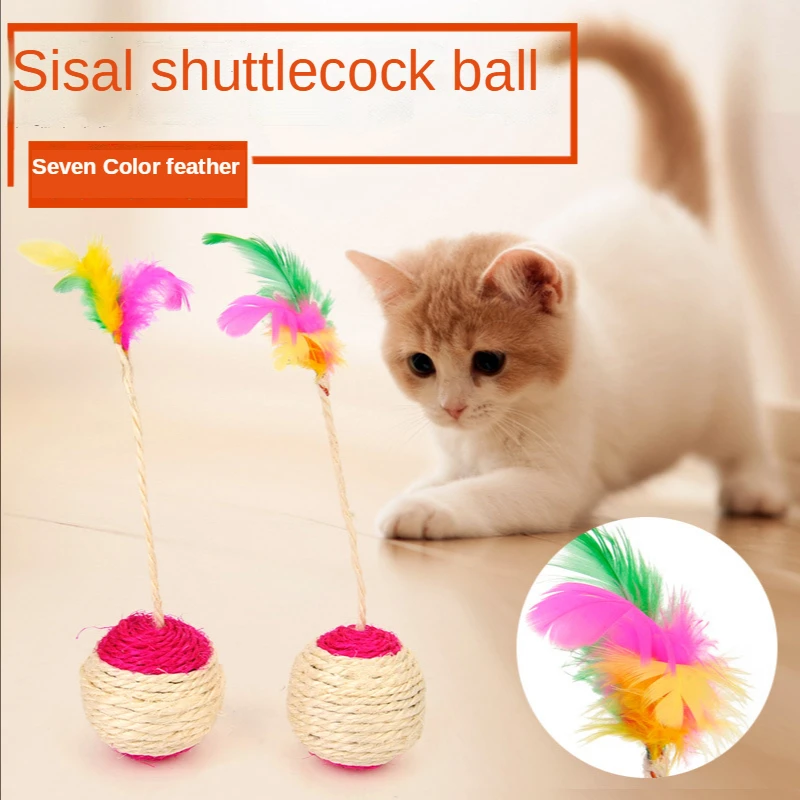 

Cat Toy Pet Cat Sisal Scratching Ball Training Interactive Toy for Kitten Pet Cat Supplies Funny Play Feather Toy Cat Accessorie