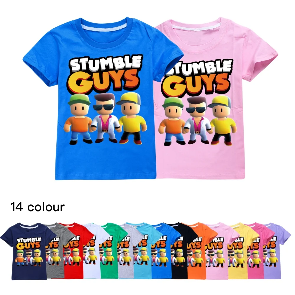 

Kids Cartoon T-shirt Hot Games Stumble-Guys Cosplay Clothes Baby Boys Girls Tee Tops Children Short Sleeve Boys Pullover Casual