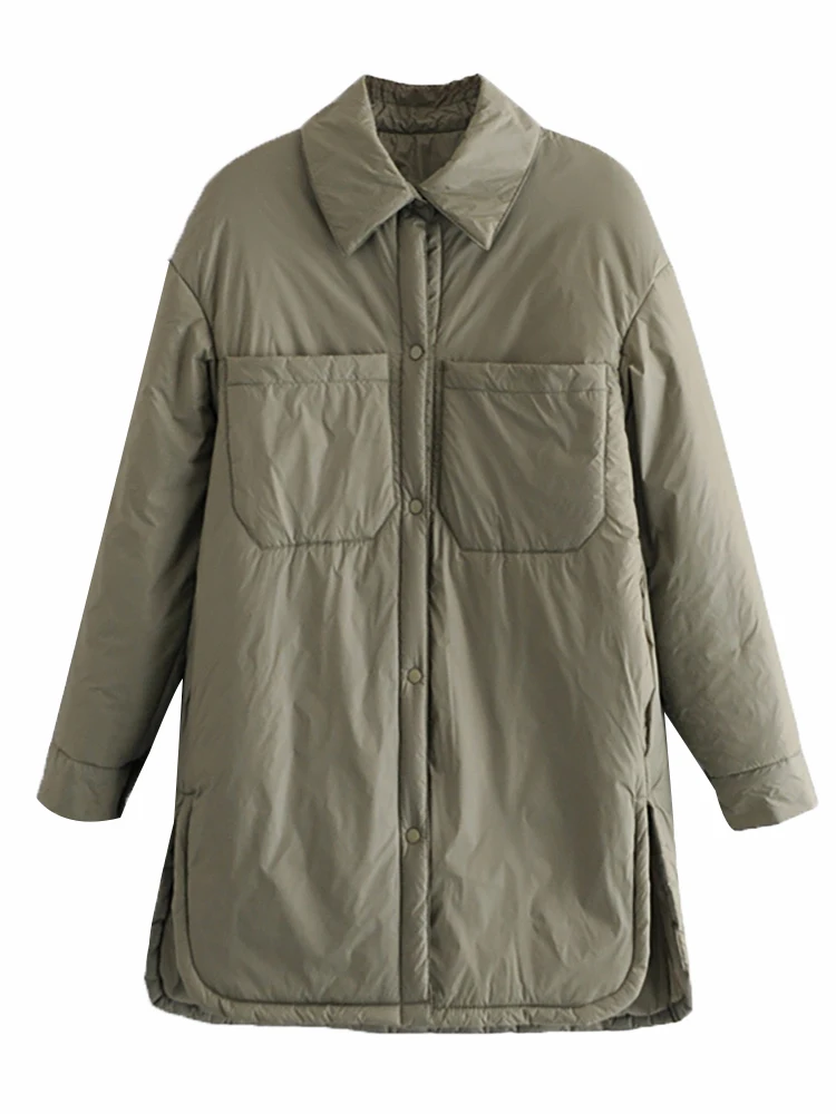 WYWMY Winter Jacket Women Long Coat Thin Parka Oversize Shirt Coats Femme Armygreen Outerwear Coats Bf Long Sleeve Coats