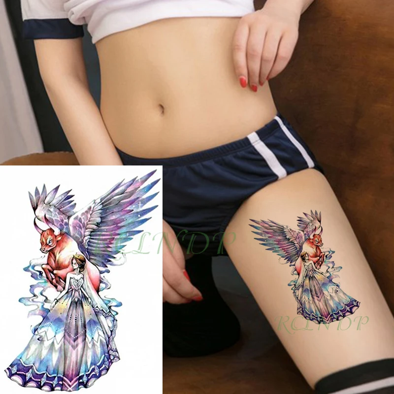

Waterproof Temporary Tattoo Sticker cartoon combination animal wings girl Fake Tatoo Flash body art Tatto for Girl Women Men