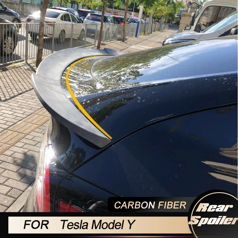 

Rear Trunk Spoiler For Tesla Model Y Sport 4-Door 2019-2021 Car Refitting Rear Trunk Spoiler Wing Lip Carbon Fiber