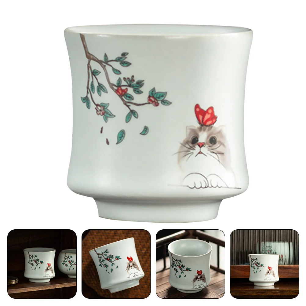 

Tea Cup Cups Drinking Serving Japanese Catteacups Style Chinese Sake Gongfu Kung Set Fu Portable Teaware Ceramic Vintage Ware