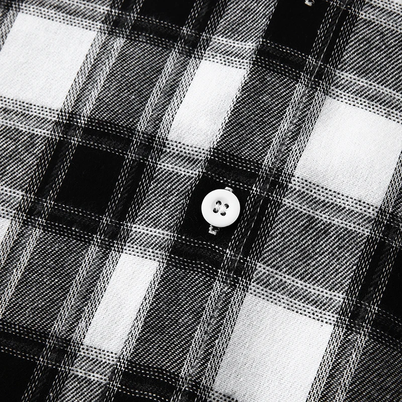 Parklees Black Whited Plaid Hooded Shirt Men 2023 Spring Fashion New Long Sleeve Cotton Checked Shirts Loose Casual Hoodies Top