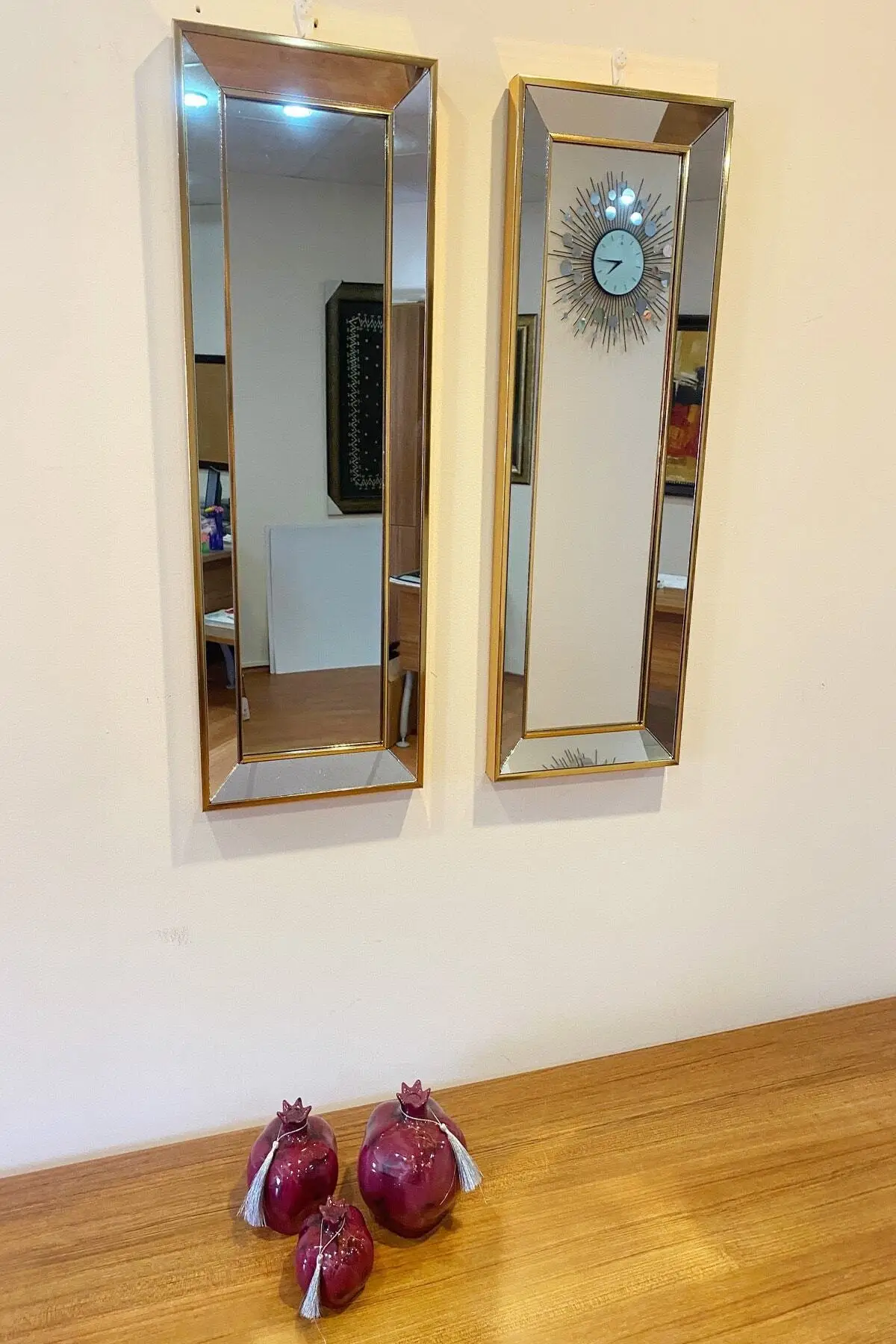 2 Peace Decorative Wall Mirrors Console 30x75 Cm Gold Furniture Full Body Mirror Large Length Decor Bathroom Made from In Turkey