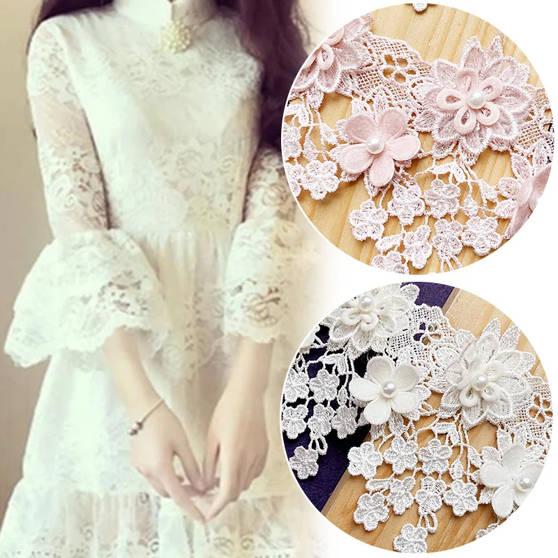 

1 Yard 3D Lace Ribbons Nailing Bead Sewing Craft Tassel Handmade Flower Heavy Industry Lolita Wedding Dress Embroidered DIY