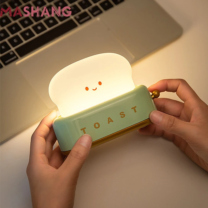 

Creative Cute Toaster Shaped Night Light for Children Bedroom Usb Charging Dimmable Led Night Lamp Bedside Sleeping Table Lamp