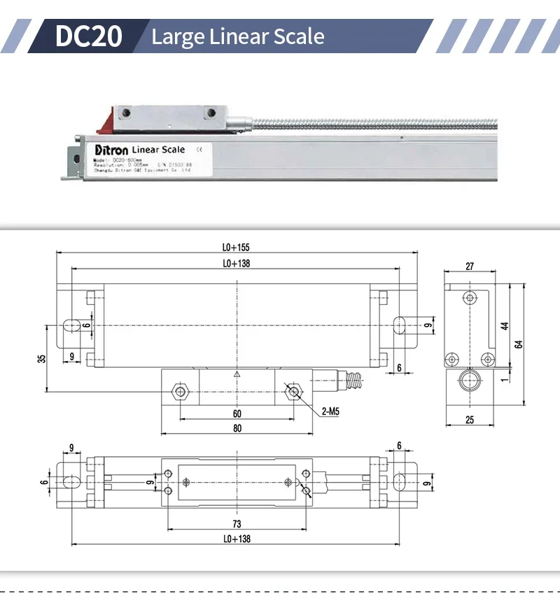 Трехосевой цифровой индикатор Ditron с линейной шкалой DRO стеклянный кодировщик