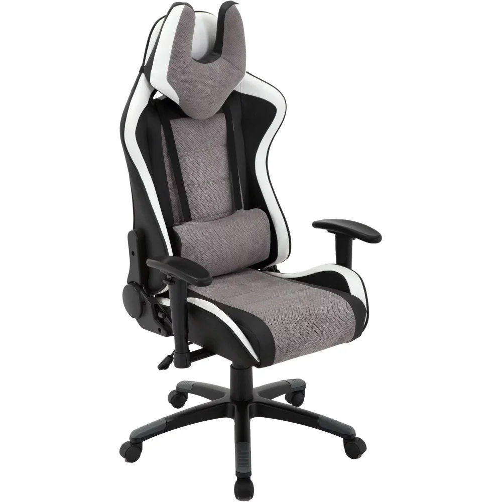 

Hanover Ergonomic & Back Support Swivel Gaming Chair, Black, Grey, and White