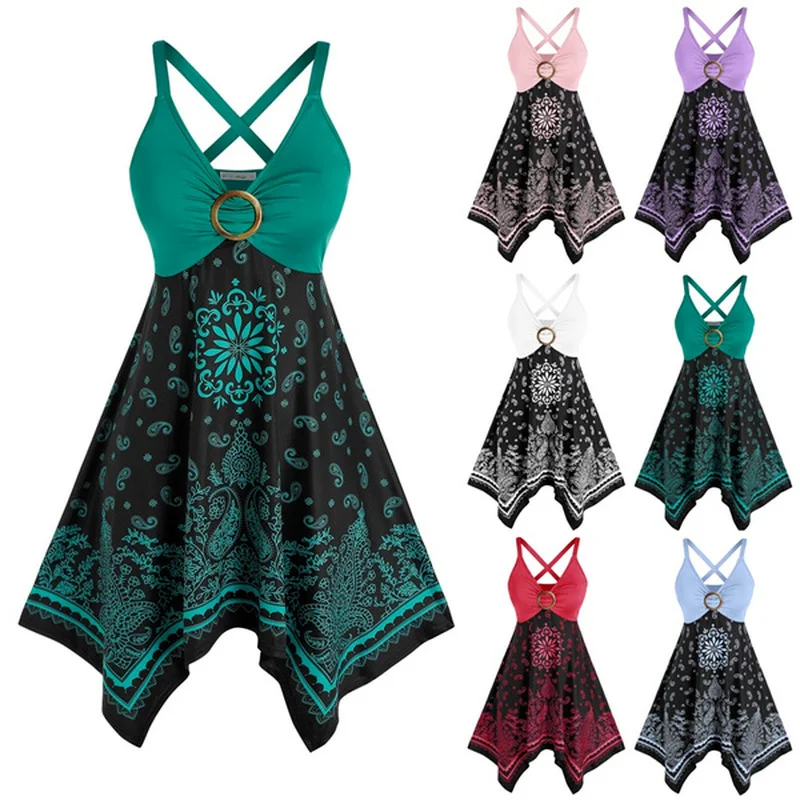 Майка женская ассиметричная с принтом Повседневная Свободная рубашка открытой