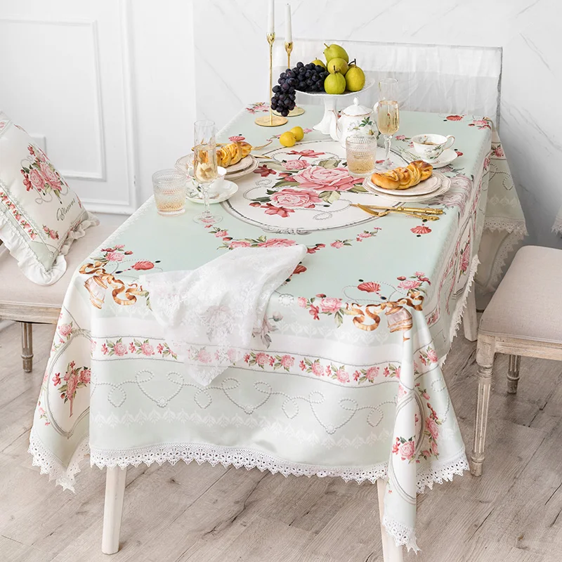 

Rose Printed Tablecloth Rectangle Tablecloth Fabric Table Cover for Kitchen Dining Room Party Farmhouse Vintage Luxury 140x200cm