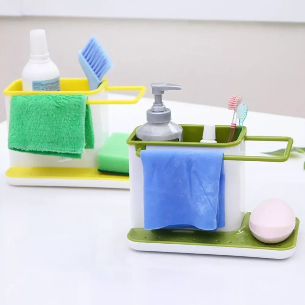

NEW2023 Kitchen Sponge Drainage Rack Multi-function Dishes From The Drain Slot Storage Rack Tableware Towel Rack Kitchen Cleanin