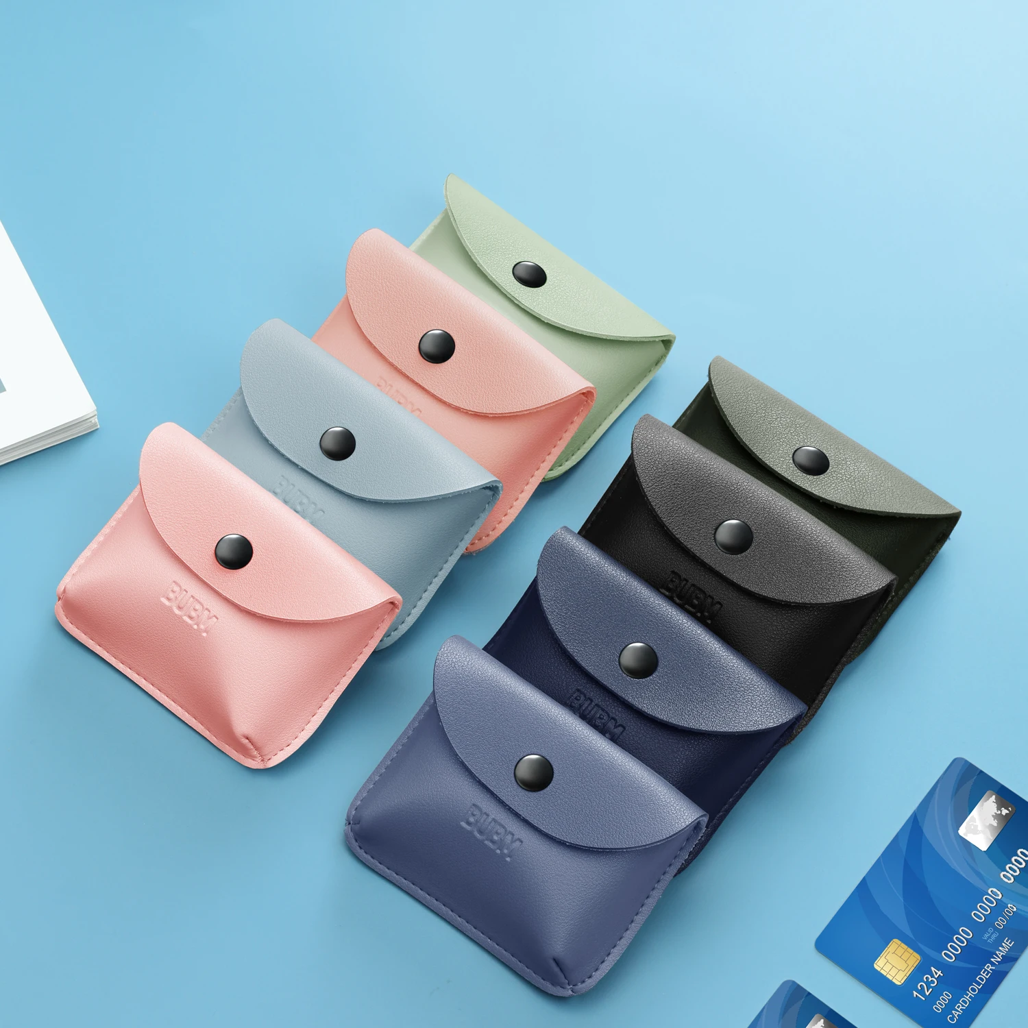 

BUBM Card storage bag bank card ID card organizer metal snap design waterproof and scratch-resistant