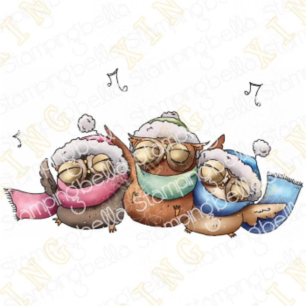 

Three Owls Caroling Metal Cutting Dies Silicone Stamps Scrapbooking New Make Photo Album Card Diy Paper Embossing Craft Supplies