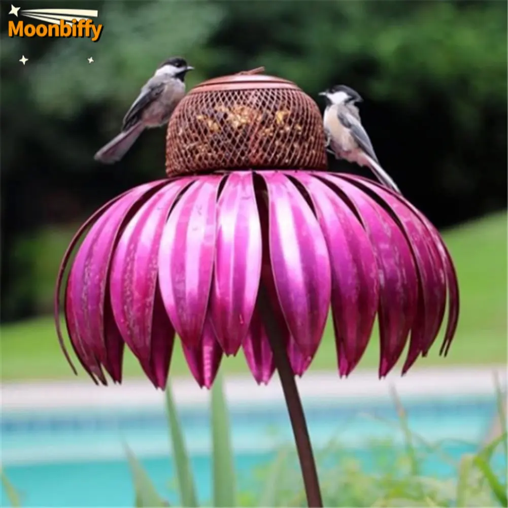 Bottle With Stand Metal Flower Shaped Outdoor Garden Decorat