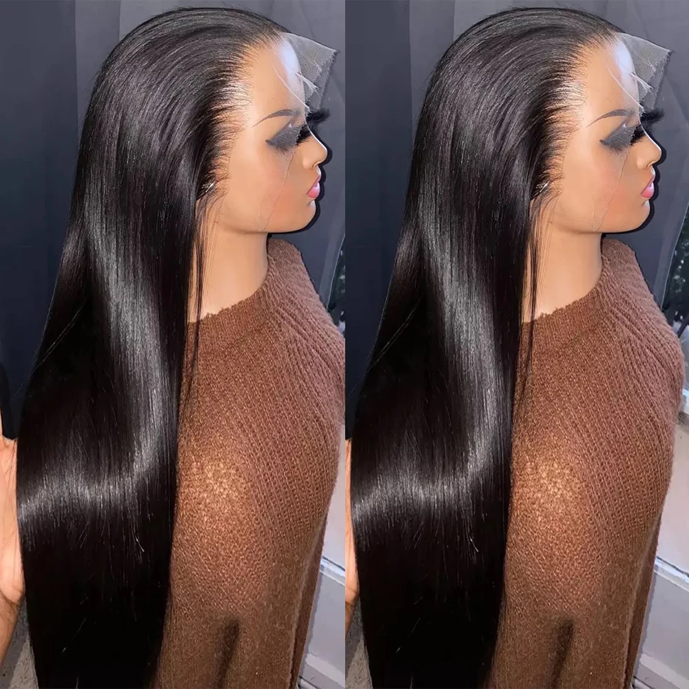 30 32 Inch Bone Straight 13x6 Lace Front Human Hair Wigs Pre Plucked Brazilian 13x4 Frontal Wig For Black Women HD Transparent