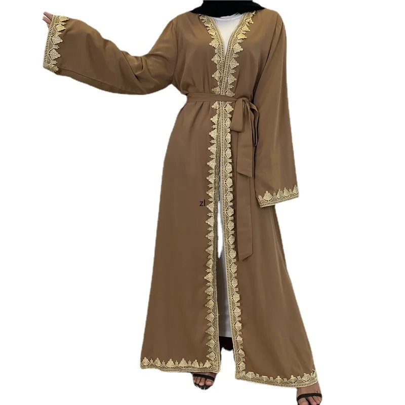 Рамадан открытая абайя кимоно Арабский мусульманский хиджаб платье вышивка