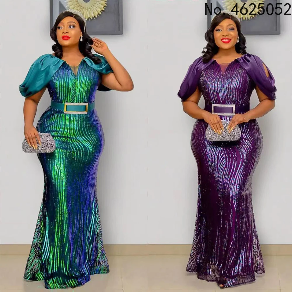 

Роскошные вечерние платья 2022 года, африканские женщины, большие размеры, блестящее облегающее платье-русалка, платье для свадебной вечерин...