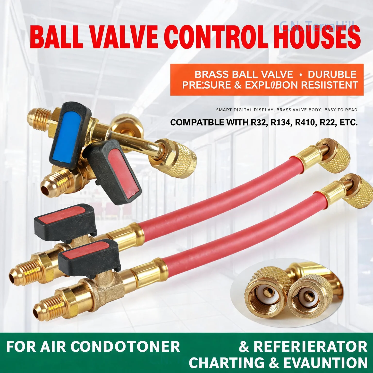 Фото Шаровой клапан для заправки хладагента HVAC R410 R22, предохранительный клапан для контроля давления и заправки в системах кондиционирования воздуха №1