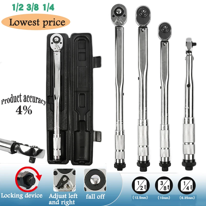 1/4'' 3/8'' 1/2'' Square Drive Torque Wrench Drive Two Way To Accurately Mechanism Wrench Hand Tool Spanner Meter Preset Ratche