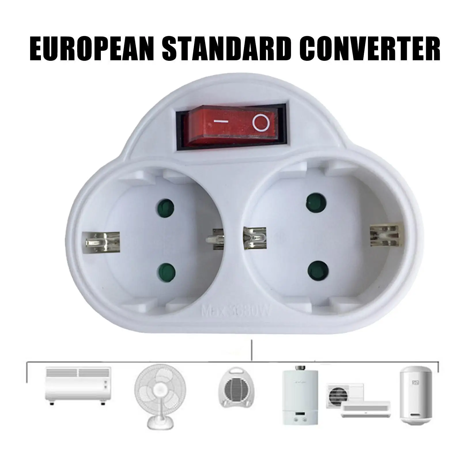 

Durable Eu Standard Multiple Plug 250v 16a Double Socket With Outlet Plug Conversion Adapter Socket Socket Power Switch E1z9