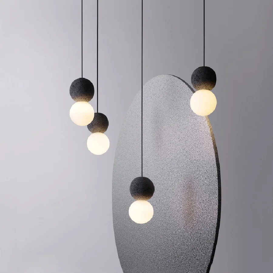 

Simple Modern Resin Pendant Lights Industrial Bedroom Bedside Lamp Cafe Restaurant Bar Led Hanging Lights Glass Ball Hanglamp