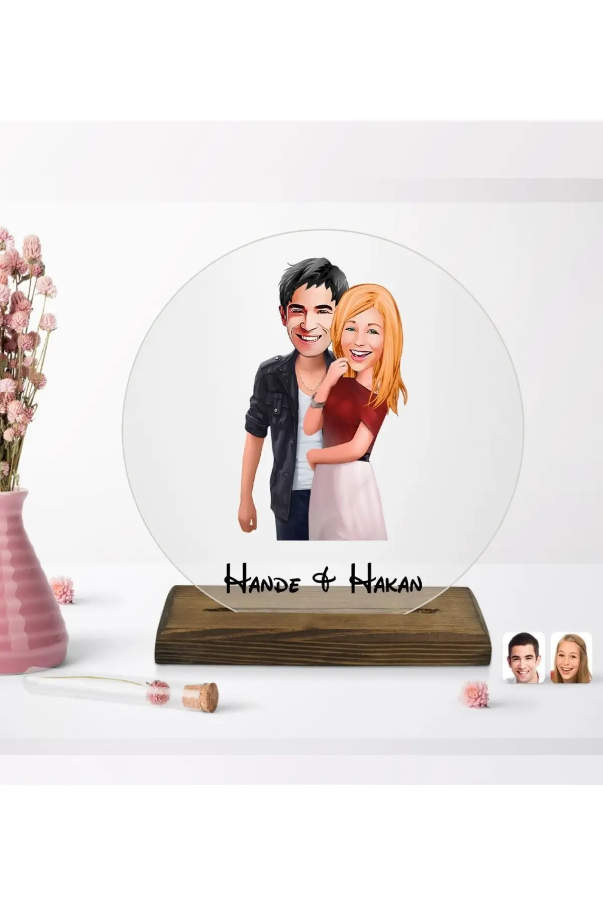 

Personalized Valentine's Round Wooden Stand Trinket-53