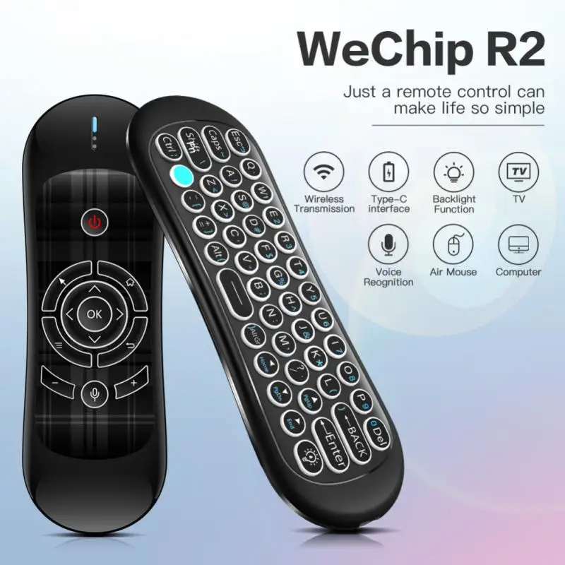 Wechip R2 2,4G беспроводная мышь с клавиатурой подсветка датчика движения Air Mouse тачпад пульт дистанционного управления клавиатурой для Android TV Box