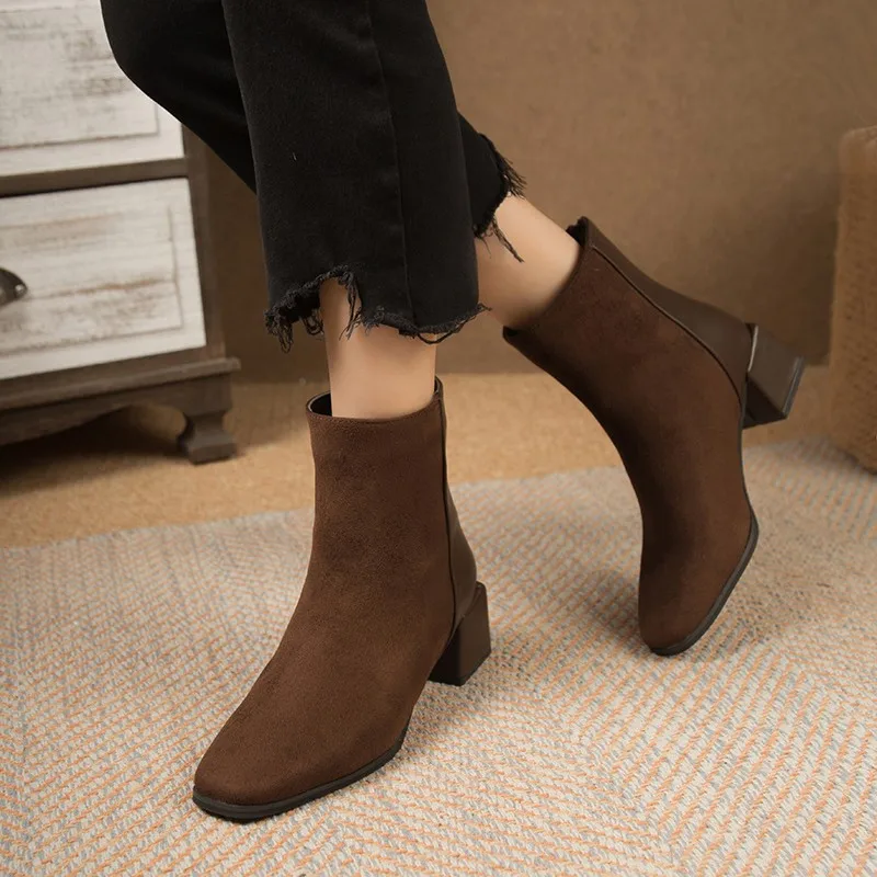 Обувь женские резиновые сапоги ботинки на молнии сзади женская зимняя обувь