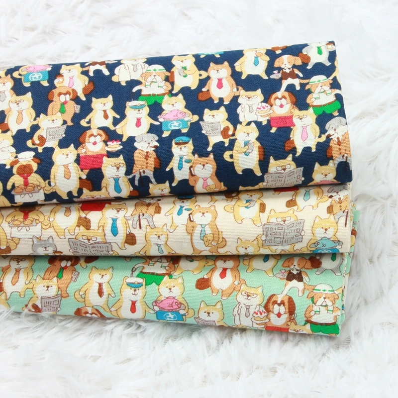 1 шт. хлопковая ткань с мультяшными собаками 45x140 см