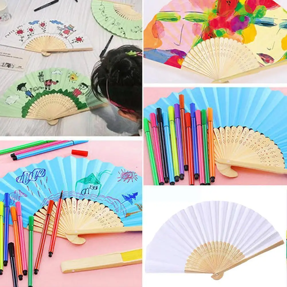 

Складной веер без рисунка, деревянный бамбуковый старинный складной веер для каллиграфии, живописи, домашний декор C0H4